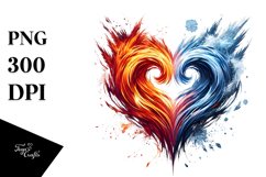 Paint Brush Style Heart made of Fire and Ice Product Image 1