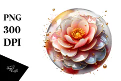 Glossy Camellia with Golden Insertions PNG Product Image 1