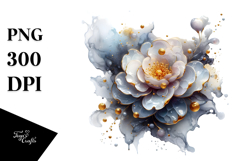 Glossy Camellia with Golden Insertions PNG Product Image 1