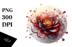 Glossy Camellia with Golden Insertions PNG Product Image 1