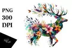 Vibrant Watercolor Deer PNG Product Image 3