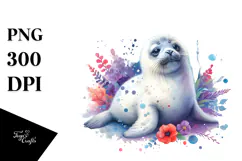 Baby Seal Sleeping on the Moon PNG Product Image 1