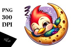 Colorful Napping Woodpecker Clipart Product Image 1