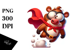 Silly Cartoon Bear with Cape PNG Product Image 1