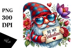 Valentines Gnome Be My Valentine Sign, PNG Product Image 1