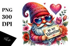 Detailed Valentines Gnome with Sunglasses, Transparent PNG Product Image 1