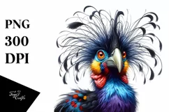 Vibrant Curassow with Crazy Hair | Sublimation | Clipart Product Image 3
