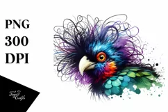 Vibrant Curassow with Crazy Hair | Sublimation | Clipart Product Image 3