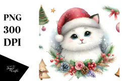 Christmas Cat with Santa Hat, PNG Product Image 1