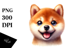 Watercolor Shiba Inu Baby Transparent PNG Product Image 1