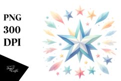 Simple Star Pastel Watercolor | Sublimation | Clipart Product Image 3