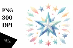 Simple Star Pastel Watercolor | Sublimation | Clipart Product Image 3