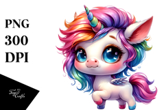Colorful Baby Unicorn with Cool Haircut PNG Product Image 1