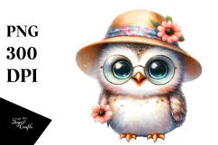 Baby Owl with Sunglasses, PNG Product Image 1