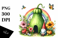 Gnome House and Colorful Flowers | Sublimation | Clipart Product Image 3