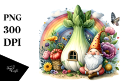 Gnome House and Colorful Flowers | Sublimation | Clipart Product Image 1