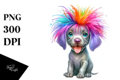 Watercolor Weimaraner with Crazy Haircut, Vibrant PNG Product Image 1