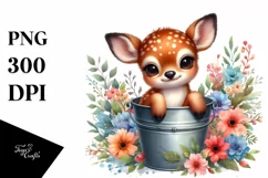 Smiling Baby Deer in Bucket | Sublimation | Clipart Product Image 3