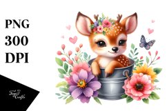 Baby Deer Bucket Flowers Product Image 1
