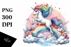 Colorful Unicorn Jumping over Rainbow PNG Product Image 3