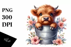 Cute Baby Highland Cow PNG Product Image 3