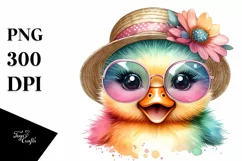Watercolor Cute Baby Duck with Sun es | Clipart Product Image 1