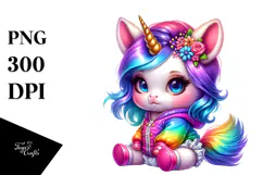 Cute Unicorn Vibrant Drawing PNG Product Image 1