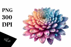Detailed Chrysanthemum Diamond Watercolor Splash PNG Product Image 1