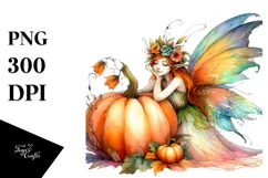 Vibrant Fairy with Pumpkin | Sublimation | Clipart Product Image 1