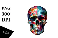 Colorful Skull Splashes PNG Product Image 1