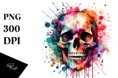 Colorful Grungy Skull PNG Product Image 1