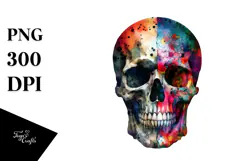 Colorful Grungy Skull PNG Product Image 1