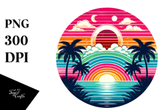 Retro Tropical Rainbow Sunset PNG Product Image 1