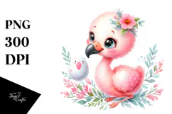 Funny Baby Flamingo Clipart Product Image 1