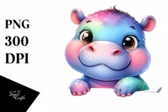 Colorful Baby Hippo | Sublimation | Clipart Product Image 1