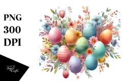 Simple Washed Watercolor with Easter Eggs PNG Product Image 1