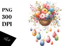 Colorful Flower with Hanging Easter Eggs PNG Product Image 1