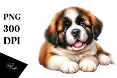Happy Baby Saint Bernard Watercolor PNG Product Image 1