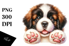 Happy Baby Saint Bernard Watercolor PNG Product Image 1