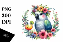 Young Parrot Enjoying Cocktail | Sublimation Clipart Product Image 3