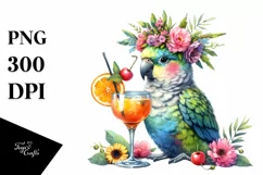 Young Parrot Enjoying Cocktail | Sublimation Clipart Product Image 3