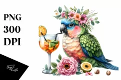Young Parrot Enjoying Cocktail | Sublimation Clipart Product Image 3