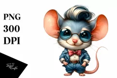 Cute Baby Mouse with Cool Hair PNG Product Image 3