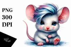 Cute Baby Mouse with Cool Hair PNG Product Image 1