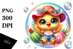 Colorful Baby Chicken in Soap Bubble PNG Product Image 1