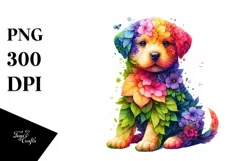 Vibrant Watercolor Puppy PNG Product Image 3