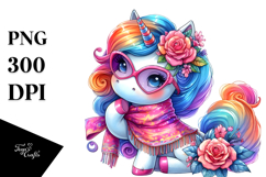 Cute Unicorn Dancing with Cool Haircut PNG Product Image 1