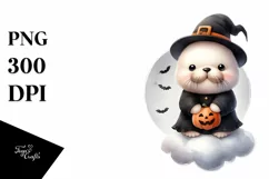 Adorable Baby Walrus on Cloud, PNG Product Image 1