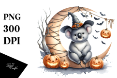 Koala Dressed for Halloween on Half Moon PNG Product Image 1