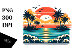 Retro Tropical Island Sunset PNG Product Image 1